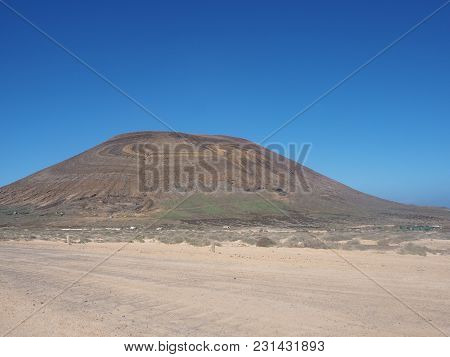 Agujas Grandes Volcano With Unusual Coloured Rock Strata, La Graciosa, Canary Islands