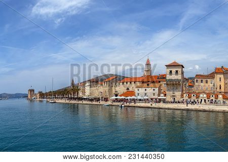 Panorama Of Trogir Old Town From Ciovo Bridge, Croatia