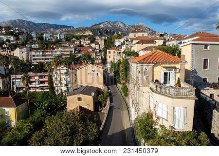 Herceg-novi, Montenegro - September 26: Road To Herceg Novi In The Center Of The Old Town From Above