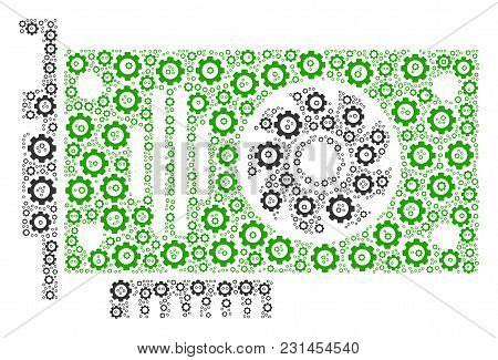 Video Gpu Card Composition Of Cogs. Vector Cog Wheel Objects Are Organized Into Video Gpu Card Figur