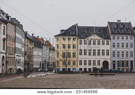 Copenhagen, Denmark - March 11th, 2018: Architecture And Details Of Stroget The Main Shopping Street