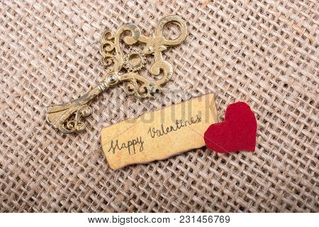 Love Concept For Valentine's Day On A Dry Leaf