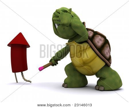 a teknős világítás a tűzijáték 3D render