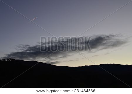 Magnificent Sunset In The Mountain Range And Fields Of Segovia. Landscapes Holidays Travel October 2