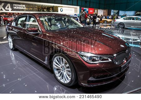 Geneva, Switzerland - March 7, 2018: New Bmw M760li Car Shown At The 88th Geneva International Motor