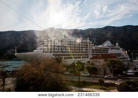 Kotor, Montenegro - September 24: Large Ship With Tourists Sailing On The Boat In The European Day O
