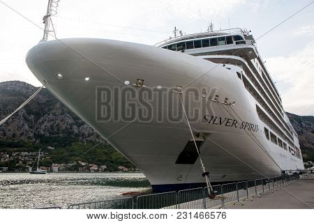 Kotor, Montenegro - September 24: Large Ship With Tourists Sailing On The Boat In The European Day O
