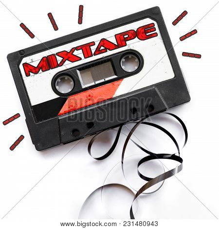Mixtape Audio Tape Label Red Playlist Background