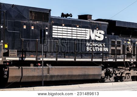 Kokomo - Circa March 2018: Norfolk Southern Railway Engine Train. Ns Is A Class I Railroad In The Us