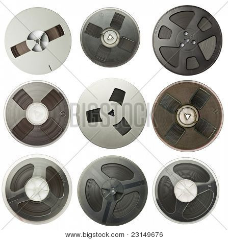 Vintage magnetic audio reels collection.