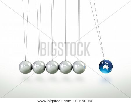 Newtons Cradle kyvadlo vést míč maskované v ilustrace z Austrálie