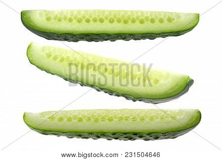 Сucumber Set Vegetable Closeup Isolated On White