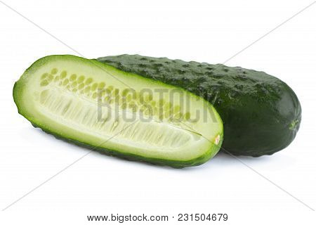 Сucumber Vegetable Closeup Isolated On White Background