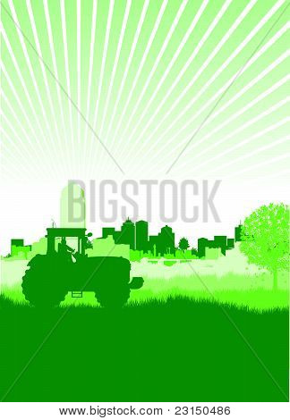 Tractor In A Field