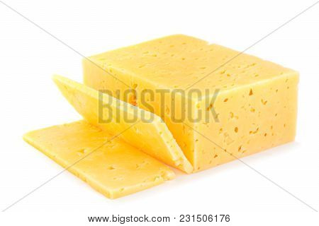Chese Block Closeup Isolated On White Background