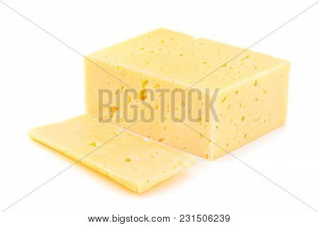 Chese Block Closeup Isolated On White Background