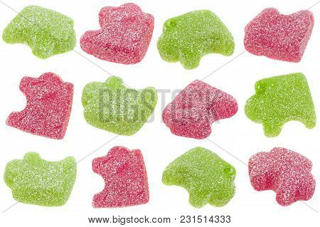 Marmalade Jelly Candy As Pazzles Shape Isolated On White