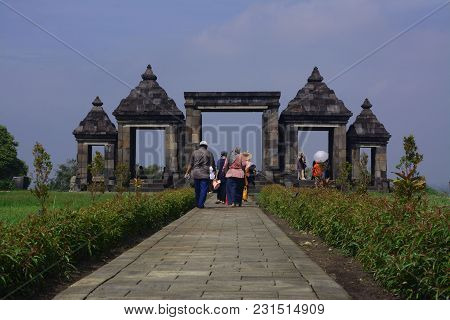 Panoramic Of Main Gate Ratu Boko Temple, Yogyakarta, Indonesia