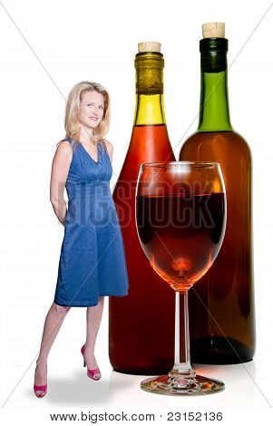 Frau mit Wein