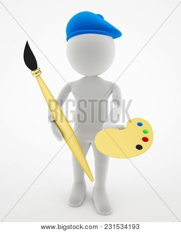 3d Character Painter And Empty Background Easy To Use