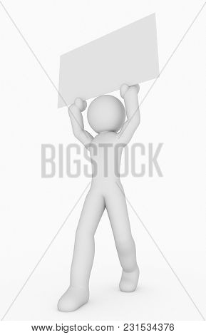 Walking Puppet With Blank Board And Empty Background Easy To Use