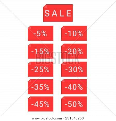 Sale, Set Of Vector Illustrations, Flat Design