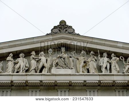 Donaustauf, Germany - July 22, 2015: Walhalla Memorial / Temple Detail. Donaustauf, Bavaria, Germany