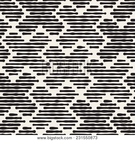 Hand Drawn Striped Seamless Pattern With Brushstrokes Tiling. Abstract Freehand Texture For Print