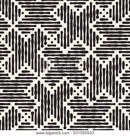 Hand Drawn Striped Seamless Pattern With Brushstrokes Tiling. Abstract Freehand Texture For Print
