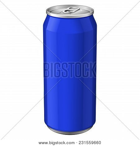 Blue Metal Aluminum Beverage Drink Can 330ml. Ready For Your Design. Product Packing Vector Eps10