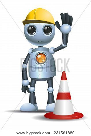 Illustration Of A Droid Little Robot Handy Worker On Isolated White Background