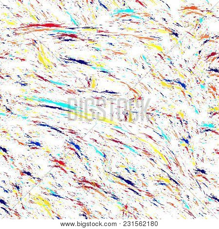 Smears, Stains, Breeding. Multi-colored Paint. White Background. Seamless Vector Pattern For Your De
