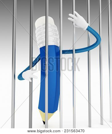Pen And Jail Journalist Illustration Concept 3d High Quality Rendering