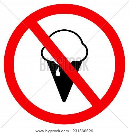 No Ice Creame Sign, Banner No Ice Cream, Icon No Ice Cream