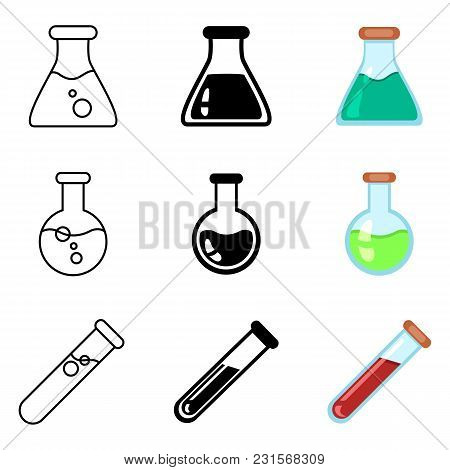 Vector Set Of Chemical And Medical Glassware