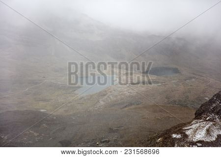 View At Glacier Lakes From Chalcaltaya Mountain In Cordillera Range At Bolivia