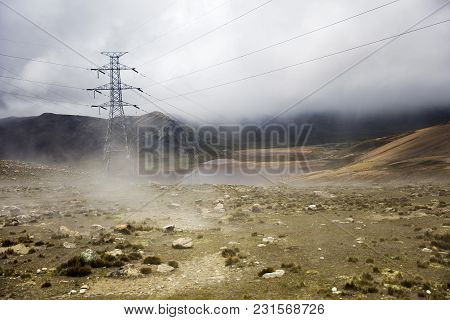 View At Laguna Milluni Between La Paz And Chalcaltaya In Bolivia