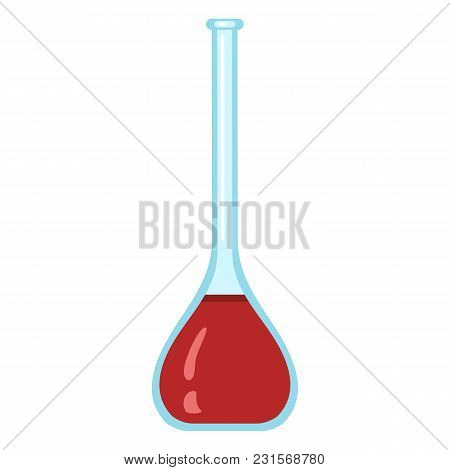 Vector Single Icon - Flatt-bottom Bottle With High Neck .chemical Lab Glassware.