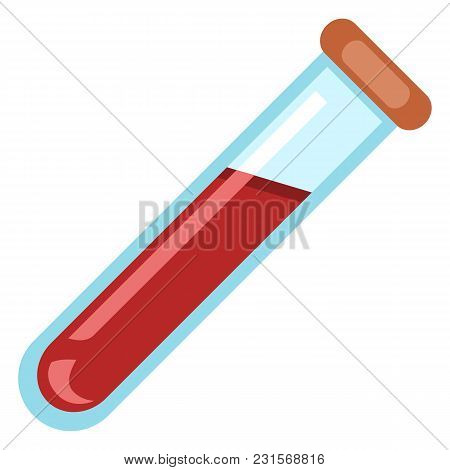 Vector Single Icon - Glass Vial With Blood.chemical Lab Glassware.