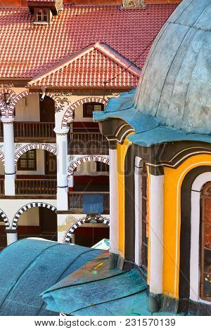 Rila Monastery Architectural Details Close-up, Landmark Of Bulgaria