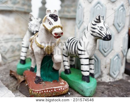 Ceramic Horse And Zebra Used As Offerings Or Sacrifice To Holy Spirits Used In Spiritual Or Religiou