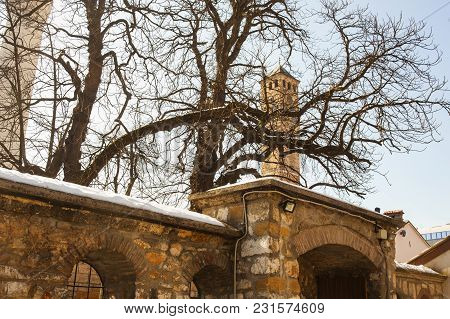 View Of The Clock Tower Called Sahat Kula In Sarajevo