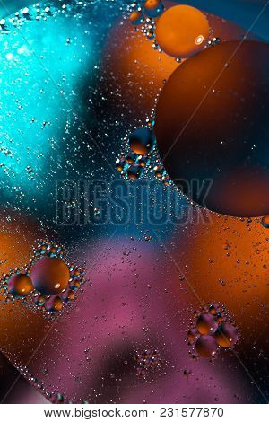 Abstract Fullcolor Background. Drops And Bubbles Of Liquid. The Concept Of The Microcosm. Toned.