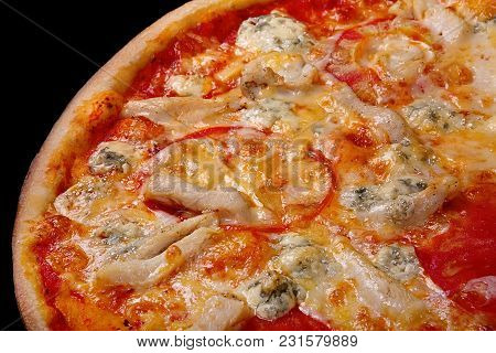 Italian Food Pizza With Cheese Dorblu On Black