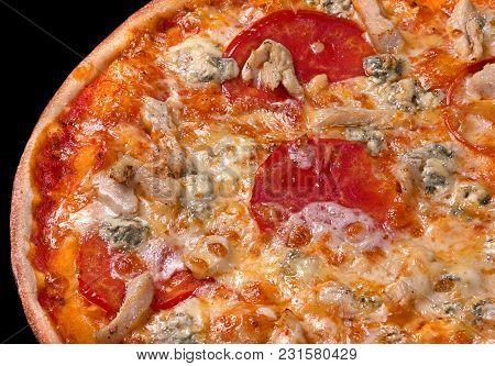 Italian Food Pizza With Smoked Cheese Dorblue And Tomato