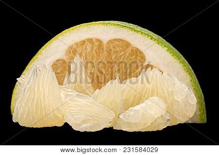 Pomelit Grape Fruit Hybrid Closeup Isolated On Black