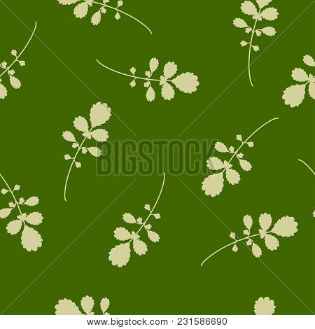 Seamless Floral Pattern. Repeating Texture On A Green Background. Blade Of Grass. Perfect For Printi