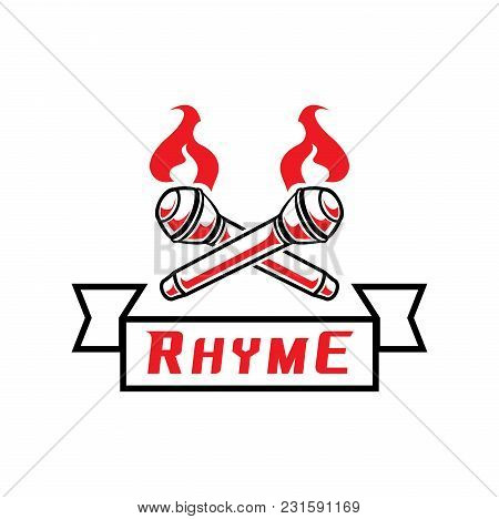 Double Microphone Crossed With Fire Vector Illustration For Rap Battle Compettion