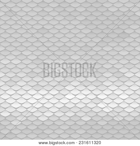 Abstract Scale Pattern. Roof Tiles Background. Silver Squama Texture
