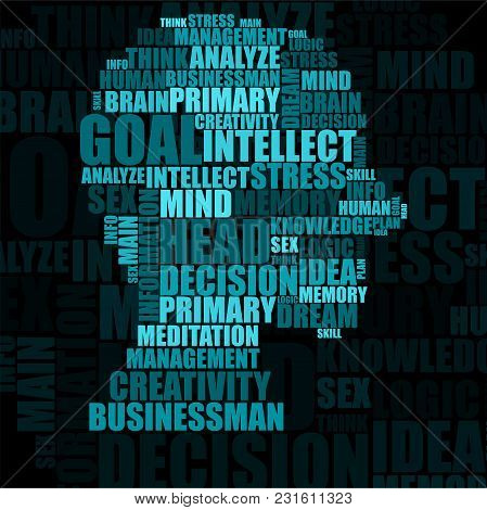 Abstract Colorful Silhouette Human Head Of Words. Vector Illustration. Eps 10